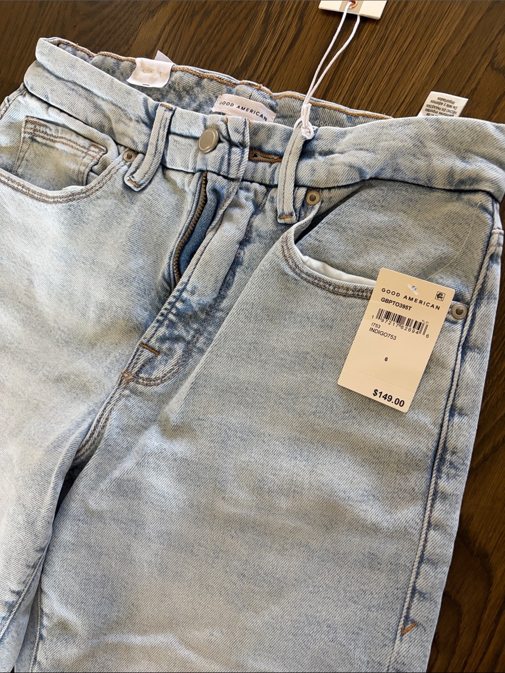 Good American Men's Straight Jeans - Light Blue Wash - Picture 3 of 4